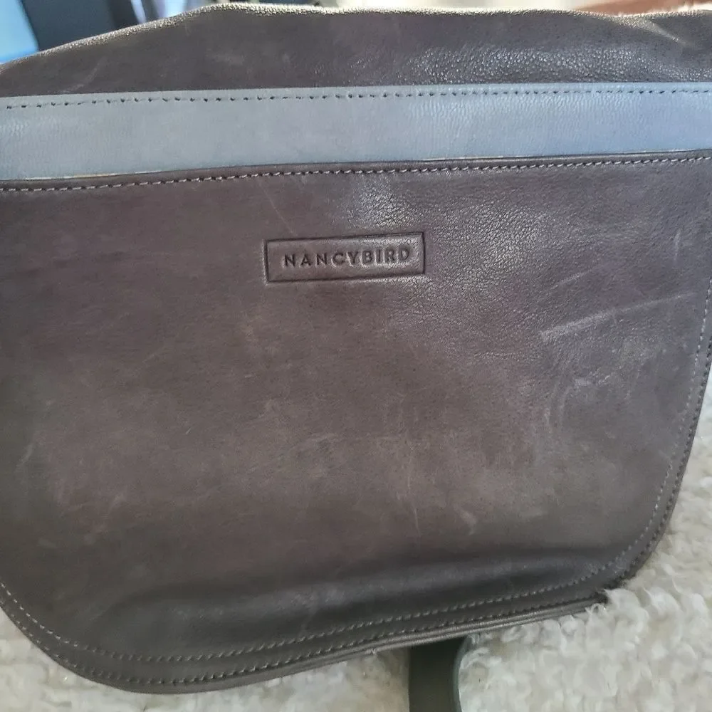 Nancybird‎ Gray Genuine Leather Crossbody Saddlebag
